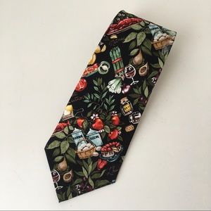 Fabulous Vintage circa 2000 Nicole Miller Food Art Silk Tie Hand Sewn in Korea